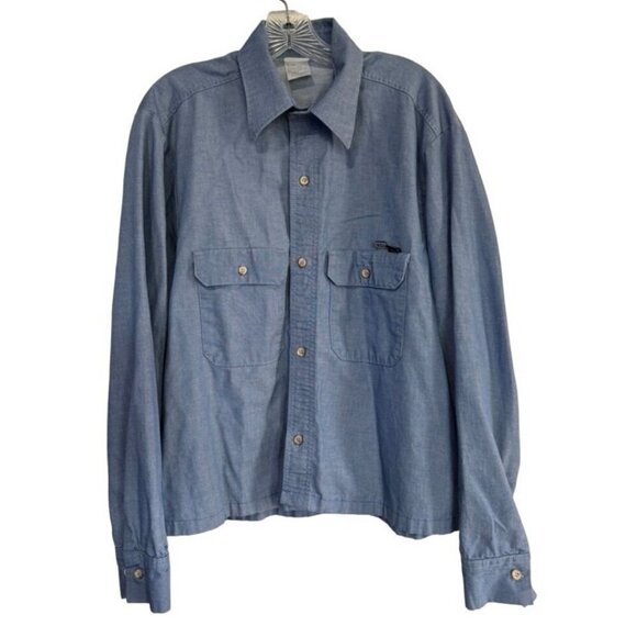 NSA National Safety Apparel FR Shirt Indura Ultra Soft Chambray Blue Men's Large - Picture 1 of 5